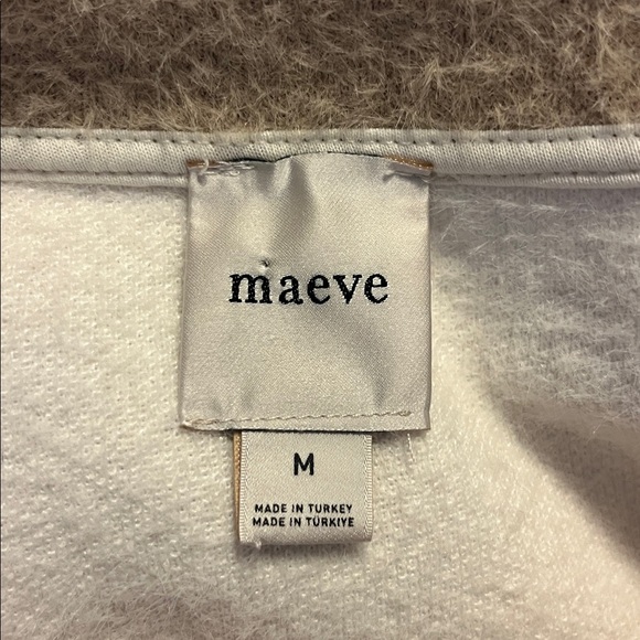 Anthropologie Maeve Cozy Ringer Sweatshirt Sweater cream fuzzy - Picture 8 of 9
